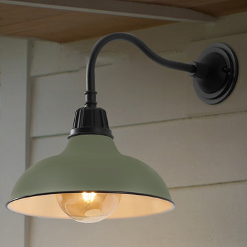 Aurora 12.25" Farmhouse Industrial Indoor/Outdoor Iron LED Gooseneck Arm Outdoor Sconce